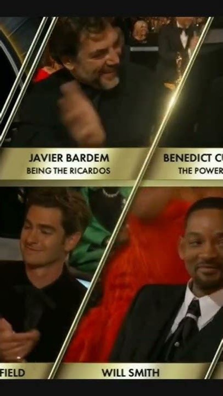 The moment when Will Smith slapped Chris Rock on stage at the 2022 Oscars